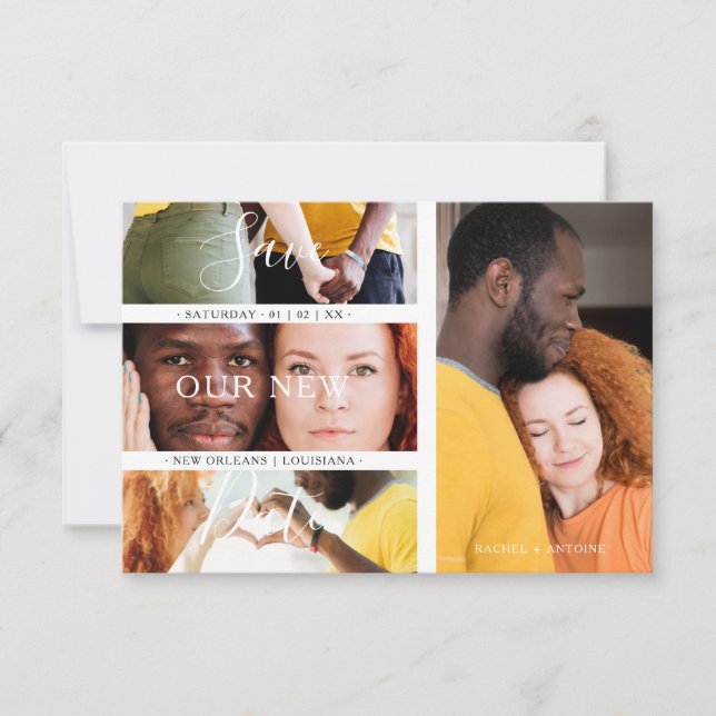 Reserve A Data Romantic New Date Wedding Engaged 4 Photos Collage (Frente)