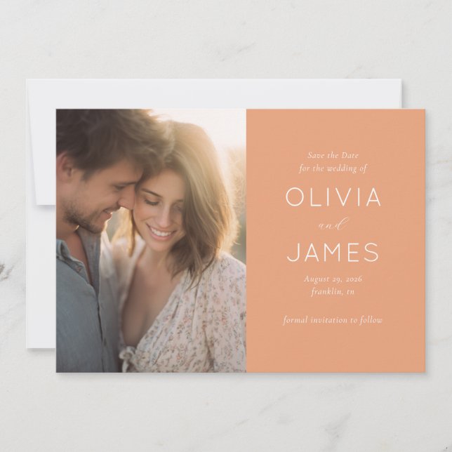 Reserve A Data Romantic Peach Minimalist Photo (Frente)