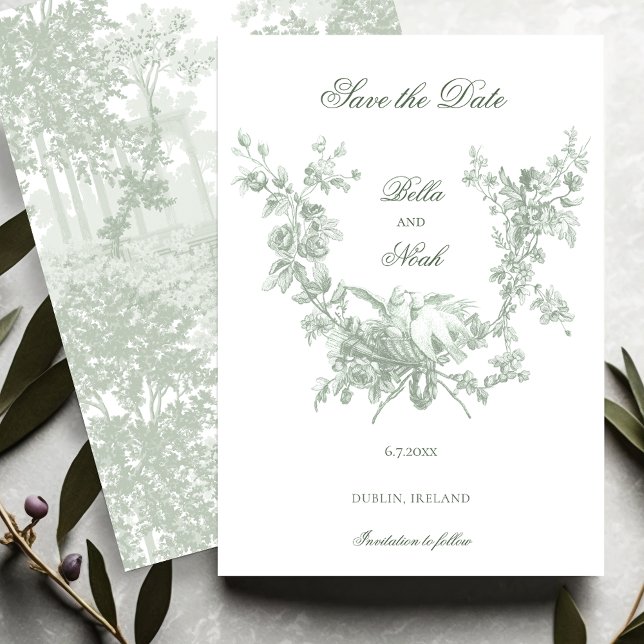 Reserve A Data Romantic Sage Floral Wreath w/Lovebirds Wedding (Criador carregado)