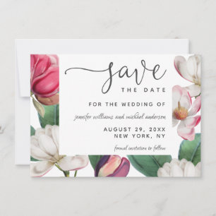 Reserve A Data Romântica Boho Magnolia Floral Salvar a Data