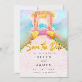 Reserve A Data Romântico Arco Floral Aquarela Salve o Dia