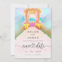 Romântico Arco Floral Aquarela Save the Date 