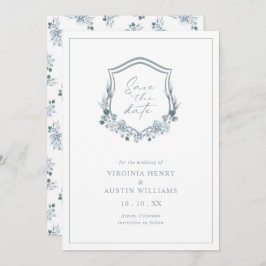 Reserve A Data Romântico Azul Floral Salvar a Data