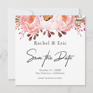 Reserve A Data Romântico Blush Floral Salve a placa de data