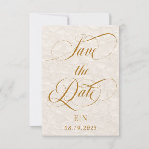 Reserve A Data Romântico minimalista bege dourado floral
