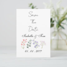 Romântico Save the Date Botânico de Flores Silvest