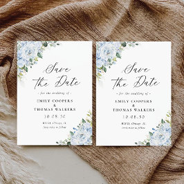 Reserve A Data Romântico Save The Date de Casamento Floral Azul C