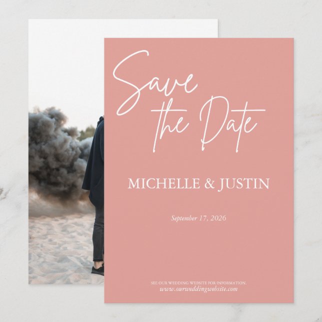 Reserve A Data Rosa Bege  (Frente/Verso)