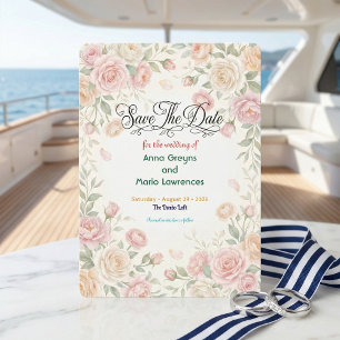 Reserve A Data Rosa Botânica Vintage e Peônia Primavera