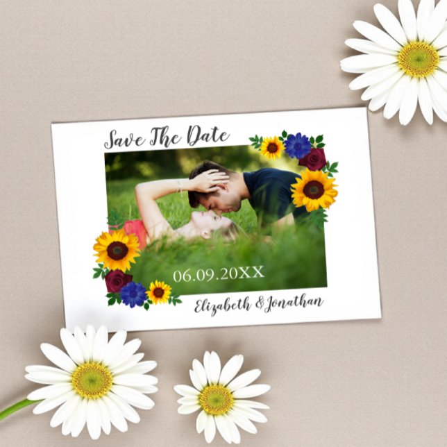 Reserve A Data Rosa de Girassol Floral Casamento (Criador carregado)