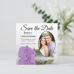 Reserve A Data Rosa de Lilac Purple e Casamento de Foto Oval