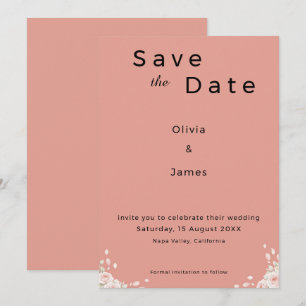 Reserve A Data Rosa Desbotada Elegante Minimalista Pétalas Sussur