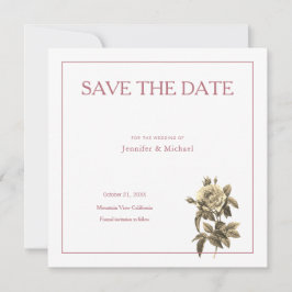 Reserve A Data Rosa Dourada Sepia Floral Minimal Profissional