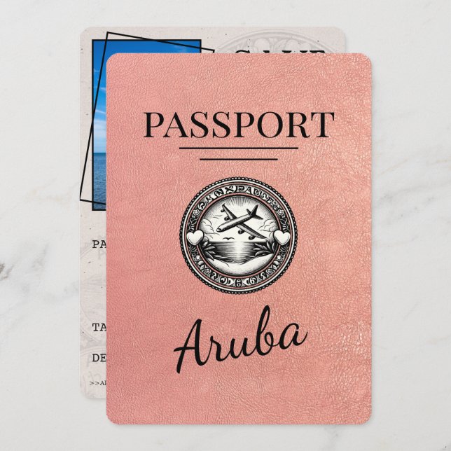 Reserve A Data Rosa Dourado Aruba Passport Salvar Data (Frente/Verso)
