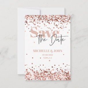 Reserve A Data Rosa Dourado Brilhante Moderno Minimalista Script