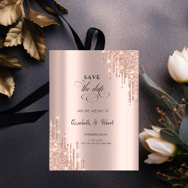 Reserve A Data Rosa Dourado Chic Gotas Salvar a Data