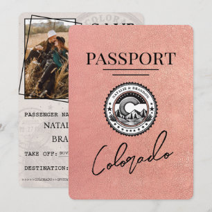 Reserve A Data Rosa Dourado Colorado Passport Salvar a Data