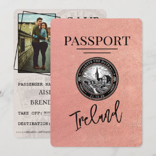 Reserve A Data Rosa Dourado Ireland Passaporte Salvar Data