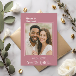 Reserve A Data Rosa dourado marfim foto casamento Save the Date