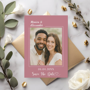 Reserve A Data Rosa dourado marfim foto casamento Save the Date