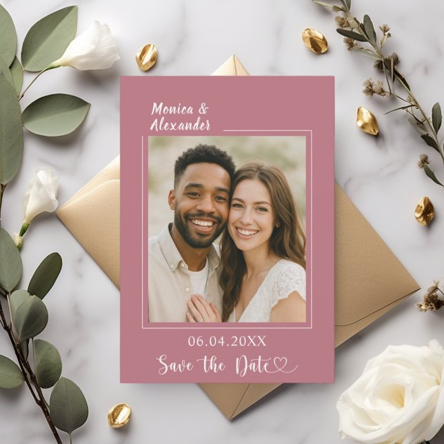 Reserve A Data Rosa dourado marfim foto casamento Save the Date (Criador carregado)