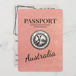 Reserve A Data Rosa Dourado Passaporte Austrália Salvar Data