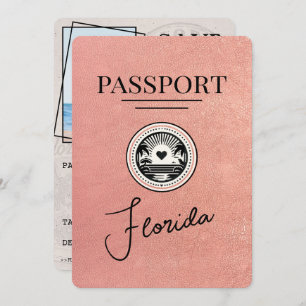 Reserve A Data Rosa Dourado Passaporte Florida Salvar a Data