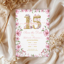 Rosa e Dourada Senhorita Quinze Quinceañera