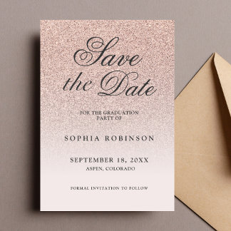 Reserve A Data Rosa Elegante moderno Dourado Salve a Graduação de