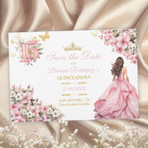 Rosa Floral Borboletas Douradas Quinceañera