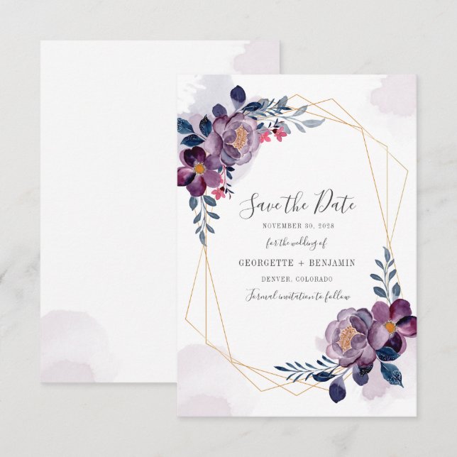 Reserve A Data Rosa Floral Desabrochar Geométrico Script Salve a  (Frente/Verso)