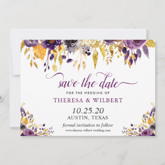 Reserve A Data Rosa Floral Ouro Salve a Data
