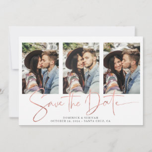 Reserve A Data Rosa geométrico Dourado Manuscrito Guardar a Data