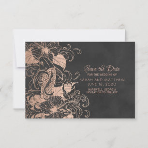 Reserve A Data Rosa Gold Foil Floral Koi Casamento Salve a Data