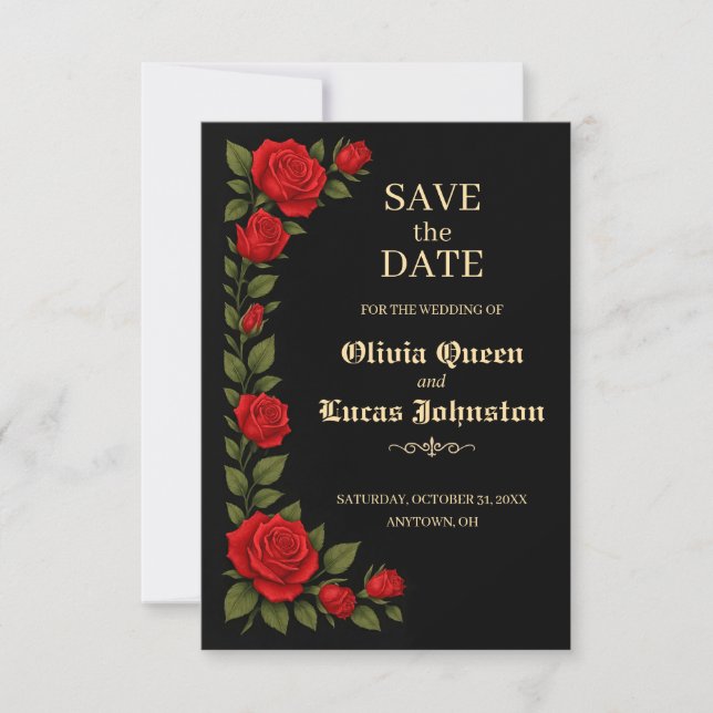 Reserve A Data Rosa Gothic Wedding Save the Date (Frente)
