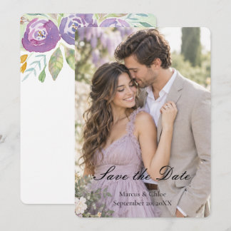 Reserve A Data Rosa Lavanda Foto Floral de Aquarela Salve o Dia