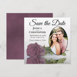 Reserve A Data Rosa Mauve Empoeirada em Branco com Casamento de F