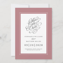 Reserve A Data Rosa Poeira Elegante Noivado Casamento Chique