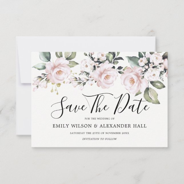 Reserve A Data Rosa Poeirento Floral Save The Date (Frente)