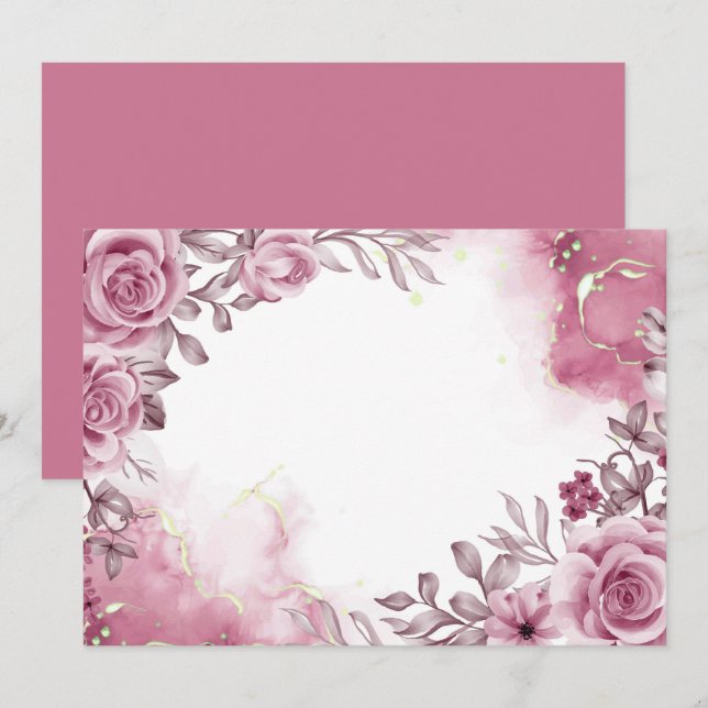 Reserve A Data Rosa Rosa Floral Personalizada (Frente/Verso)