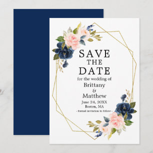 Reserve A Data Rosas Azuis Cor-de-Água Cor-de-Azul Dourado Quadr