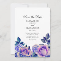 Rosas azuis e roxas casamento salvar a data
