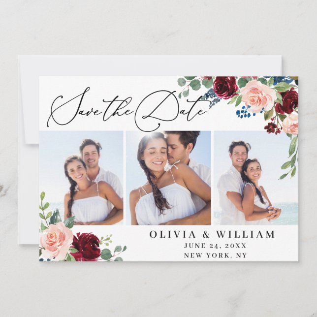 Reserve A Data Rosas brancas do Marinho Blush Burgundy 3 FOTO Cas (Frente)