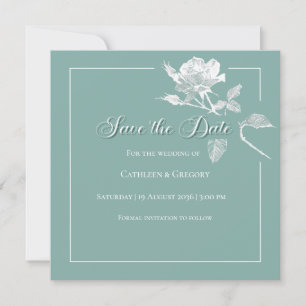 Reserve A Data Rosas Brancas Modernas Verde Sage Casamento Floral