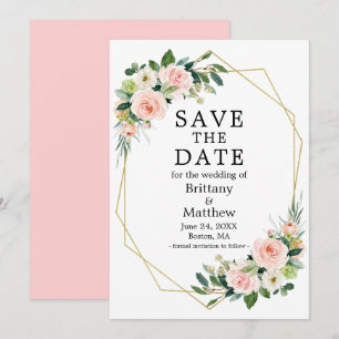 Reserve A Data Rosas de aquarela Dourados com quadro gráfico ros