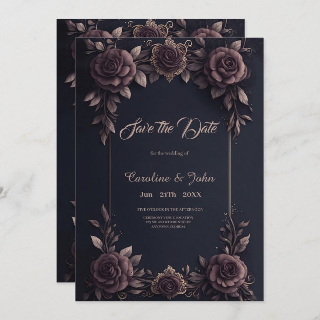 Reserve A Data Rosas de safra romântica. (Frente/Verso)