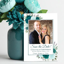 Reserve A Data Rosas de Teal & Aqua Watercolor Boho e Casamento F