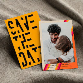 Reserve A Data Rosas e Laranjas Vibrantes Listras Retrô Anos 70 C