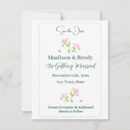 Reserve A Data Rosas em Aquarela Pintadas à Mão SAVE THE DATE