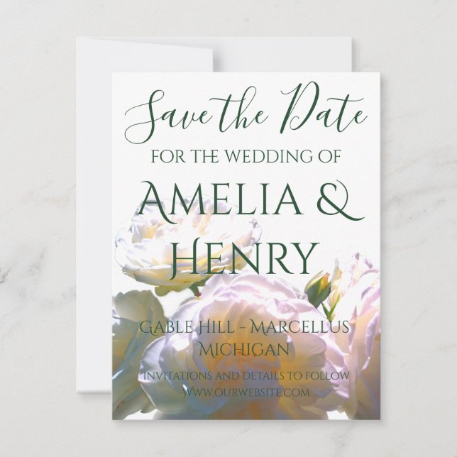 Reserve A Data Rosas esbranquiçados de cor laranja esbranquiçada (Frente)